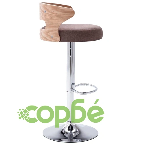 Бар табуретки, 2 бр, таупе, извито дърво и текстил ➤ топ цена ➤ sorbe.bg