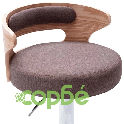 Бар табуретки, 2 бр, таупе, извито дърво и текстил ➤ топ цена ➤ sorbe.bg