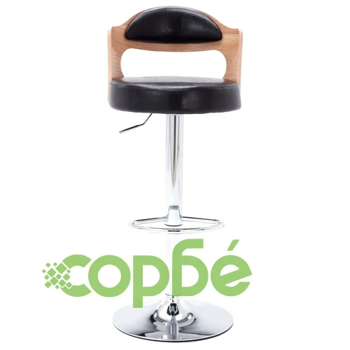 Бар табуретки, 2 бр, черни, извито дърво и изкуствена кожа ➤ топ цена ➤ sorbe.bg