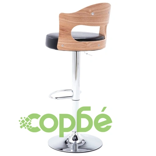 Бар табуретки, 2 бр, черни, извито дърво и изкуствена кожа ➤ топ цена ➤ sorbe.bg