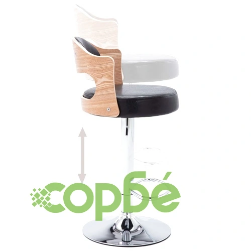 Бар табуретки, 2 бр, черни, извито дърво и изкуствена кожа ➤ топ цена ➤ sorbe.bg