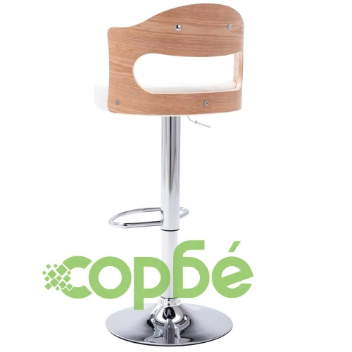 Бар табуретки, 2 бр, бели, извито дърво и изкуствена кожа ➤ топ цена ➤ sorbe.bg