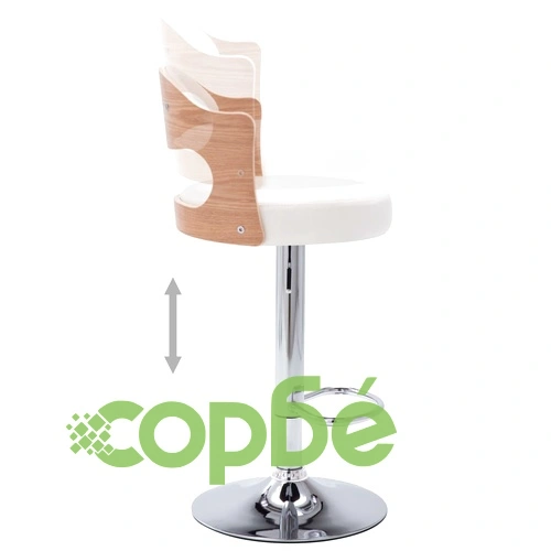 Бар табуретки, 2 бр, бели, извито дърво и изкуствена кожа ➤ топ цена ➤ sorbe.bg