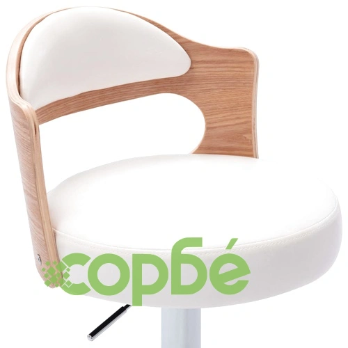 Бар табуретки, 2 бр, бели, извито дърво и изкуствена кожа ➤ топ цена ➤ sorbe.bg