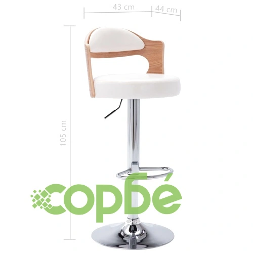 Бар табуретки, 2 бр, бели, извито дърво и изкуствена кожа ➤ топ цена ➤ sorbe.bg