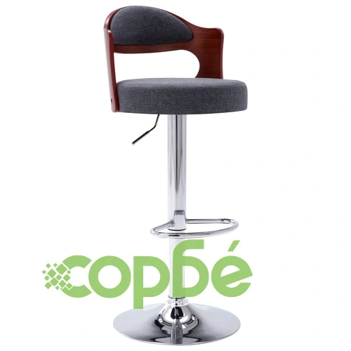 Бар табуретки, 2 бр, тъмносиви, извито дърво и текстил ➤ топ цена ➤ sorbe.bg