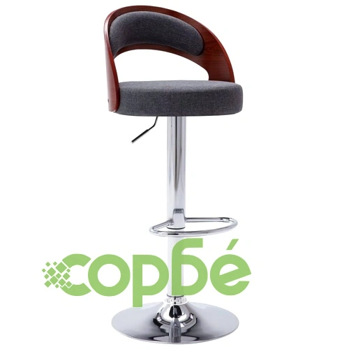 Бар табуретки, 2 бр, тъмносиви, извито дърво и текстил ➤ топ цена ➤ sorbe.bg