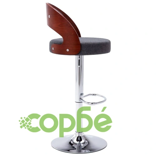 Бар табуретки, 2 бр, тъмносиви, извито дърво и текстил ➤ топ цена ➤ sorbe.bg