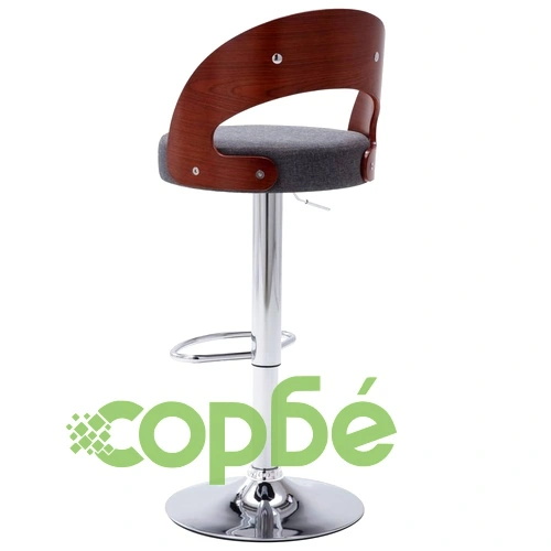 Бар табуретки, 2 бр, тъмносиви, извито дърво и текстил ➤ топ цена ➤ sorbe.bg