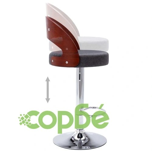 Бар табуретки, 2 бр, тъмносиви, извито дърво и текстил ➤ топ цена ➤ sorbe.bg