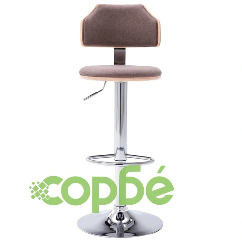 Бар табуретки, 2 бр, таупе, извито дърво и текстил ➤ топ цена ➤ sorbe.bg