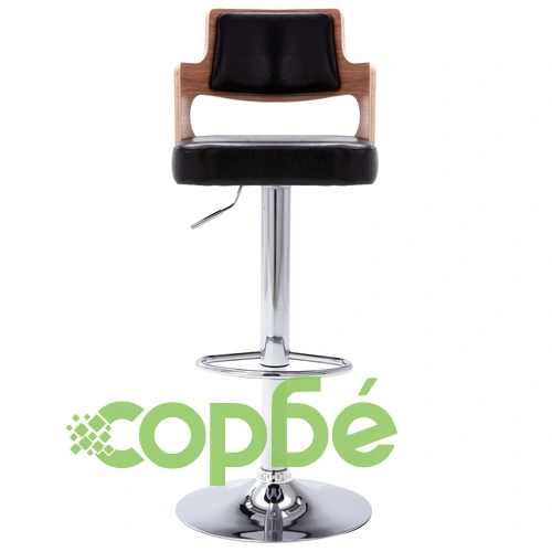 Бар табуретки, 2 бр, черни, извито дърво и изкуствена кожа ➤ топ цена ➤ sorbe.bg