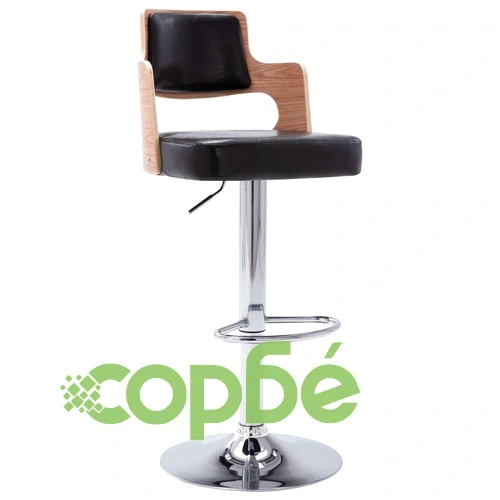 Бар табуретки, 2 бр, черни, извито дърво и изкуствена кожа ➤ топ цена ➤ sorbe.bg