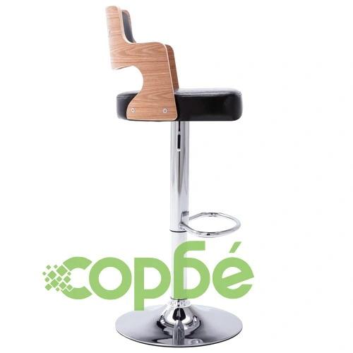 Бар табуретки, 2 бр, черни, извито дърво и изкуствена кожа ➤ топ цена ➤ sorbe.bg