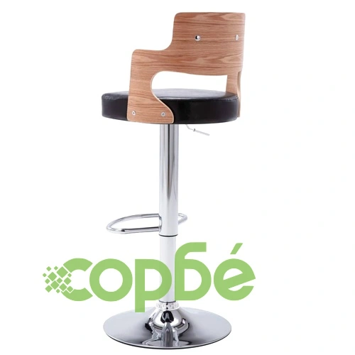 Бар табуретки, 2 бр, черни, извито дърво и изкуствена кожа ➤ топ цена ➤ sorbe.bg