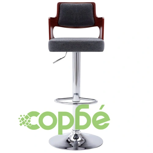 Бар табуретки, 2 бр, тъмносиви, извито дърво и текстил ➤ топ цена ➤ sorbe.bg