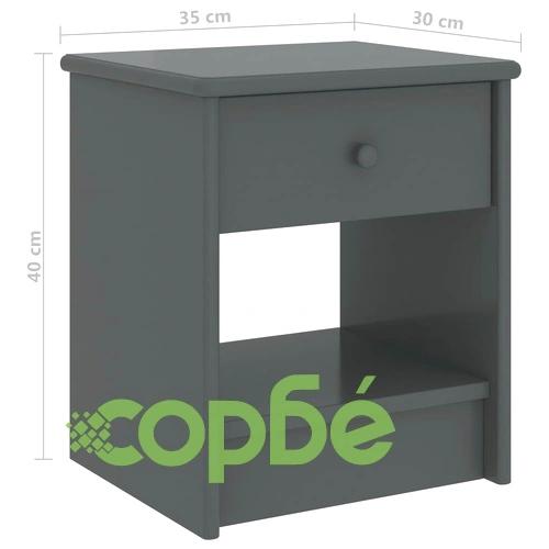 Нощно шкафче, тъмносиво, 35x30x40 см, бор масив ➤ топ цена ➤ sorbe.bg