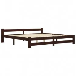 Рамка за легло, тъмнокафява, бор масив, 200x200 см
