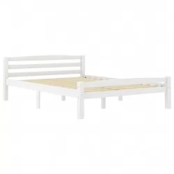 Рамка за легло, бяла, борова дървесина масив, 140x200 cм