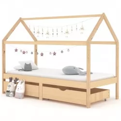 Рамка за детско легло с чекмеджета, бор масив, 90х200 см