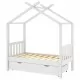 Рамка за детско легло с чекмедже, бяла, бор масив, 70x140 см