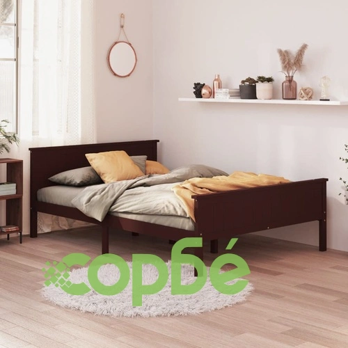Рамка за легло, тъмнокафява, бор масив, 160x200 см ➤ топ цена ➤ sorbe.bg