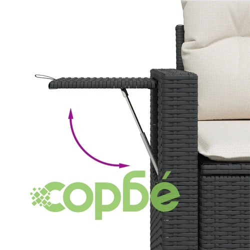 Градински комплект диван с възглавници 9 части черен полиратан ➤ топ цена ➤ sorbe.bg