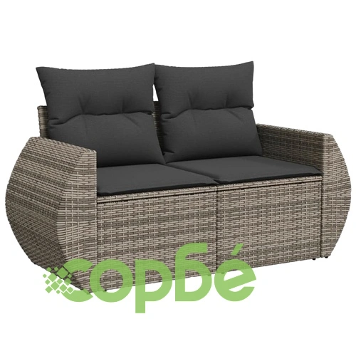 Градински комплект диван с възглавници 8 части сив полиратан ➤ топ цена ➤ sorbe.bg