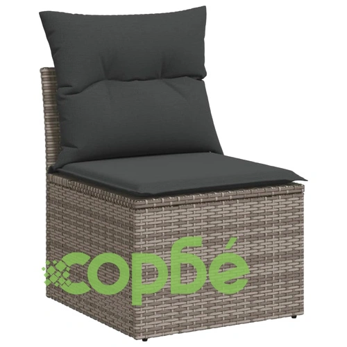 Градински комплект диван с възглавници 8 части сив полиратан ➤ топ цена ➤ sorbe.bg