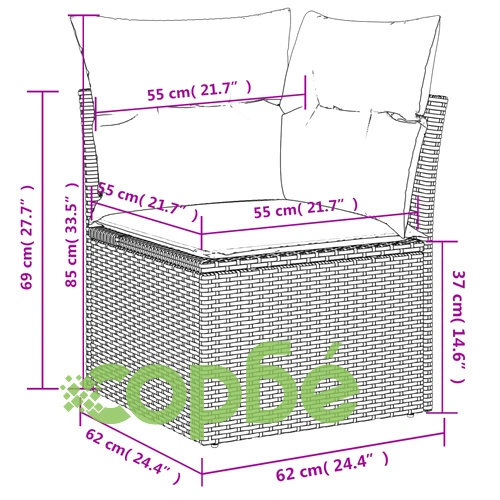 Градински комплект диван с възглавници 9 части сив полиратан ➤ топ цена ➤ sorbe.bg