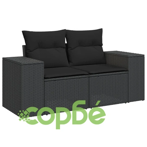 Градински комплект диван с възглавници 10 части черен полиратан ➤ топ цена ➤ sorbe.bg