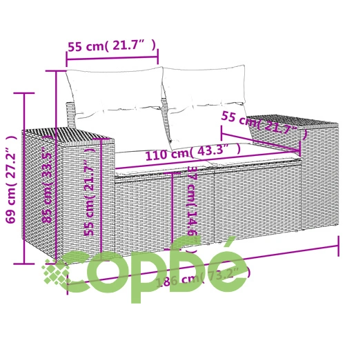 Градински комплект диван с възглавници 10 части черен полиратан ➤ топ цена ➤ sorbe.bg