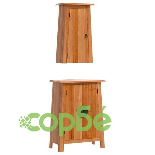 Комплект мебели за баня, 2 части, масивна борова дървесина ➤ топ цена ➤ sorbe.bg