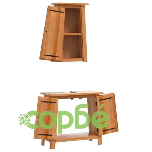 Комплект мебели за баня, 2 части, масивна борова дървесина ➤ топ цена ➤ sorbe.bg