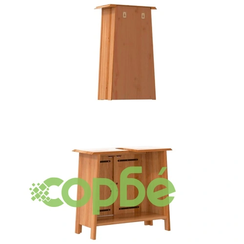 Комплект мебели за баня, 2 части, масивна борова дървесина ➤ топ цена ➤ sorbe.bg