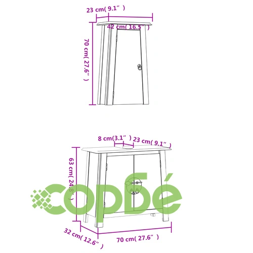 Комплект мебели за баня, 2 части, масивна борова дървесина ➤ топ цена ➤ sorbe.bg