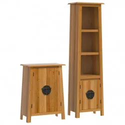 Комплект мебели за баня, 2 части, масивна борова дървесина