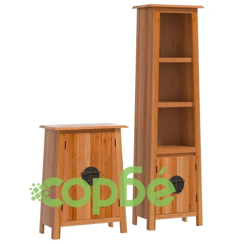 Комплект мебели за баня, 2 части, масивна борова дървесина ➤ топ цена ➤ sorbe.bg