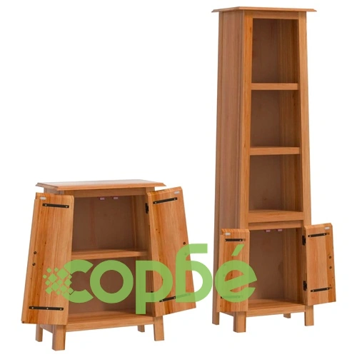 Комплект мебели за баня, 2 части, масивна борова дървесина ➤ топ цена ➤ sorbe.bg