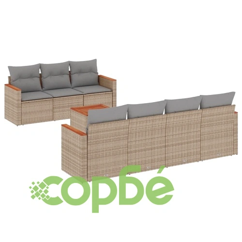 Градински диван с възглавници 8 части бежов микс полиратан ➤ топ цена ➤ sorbe.bg