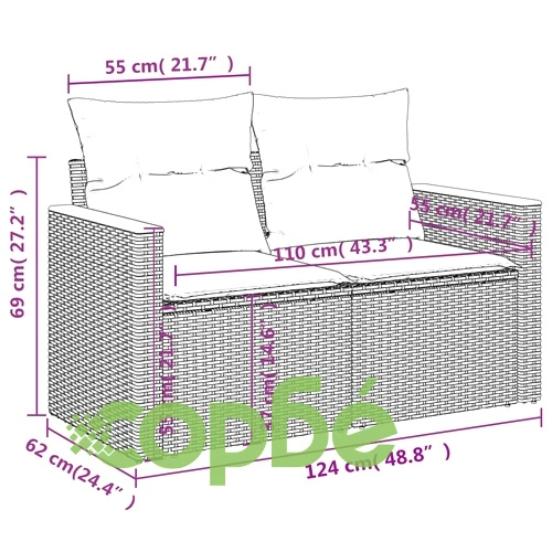 Градински диван с възглавници от 4 части сив полиратан ➤ топ цена ➤ sorbe.bg
