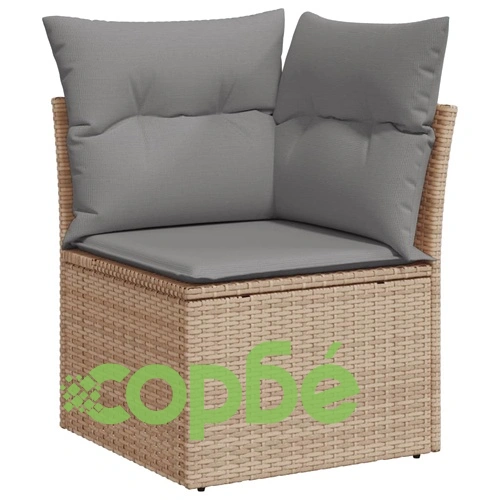 Градински диван с възглавници 9 части бежов микс полиратан ➤ топ цена ➤ sorbe.bg