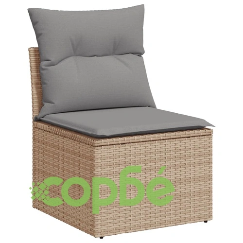 Градински диван с възглавници 7 части бежов микс полиратан ➤ топ цена ➤ sorbe.bg