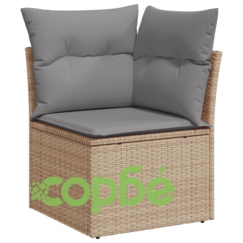 Градински диван с възглавници 9 части бежов микс полиратан ➤ топ цена ➤ sorbe.bg