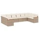 Градински диван с възглавници, 10 части, бежов полиратан