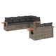Градински диван с възглавници, 7 части, полиратан, сив