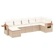 Градински диван с възглавници, 7 части, бежов полиратан