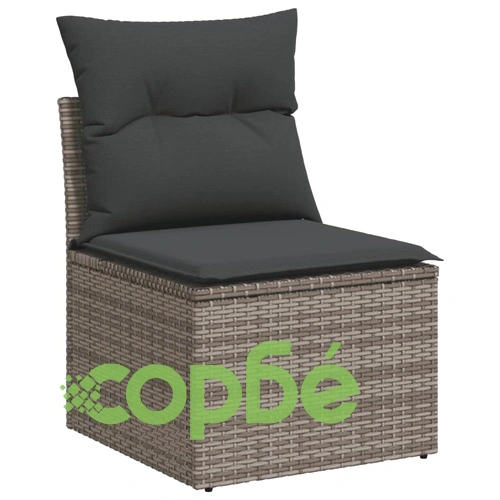 Градински комплект диван с възглавници 9 части сив полиратан ➤ топ цена ➤ sorbe.bg