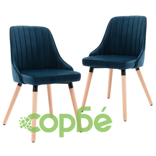 323051  Dining Chairs 2 pcs Blue Velvet ➤ топ цена ➤ sorbe.bg