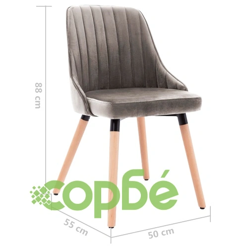 Трапезни столове, 2 бр, светлосиви, кадифе ➤ топ цена ➤ sorbe.bg